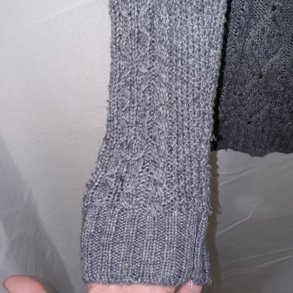 Y2K Fitted American Eagle Gray Wool Cable Knit Sweater Dress Size M